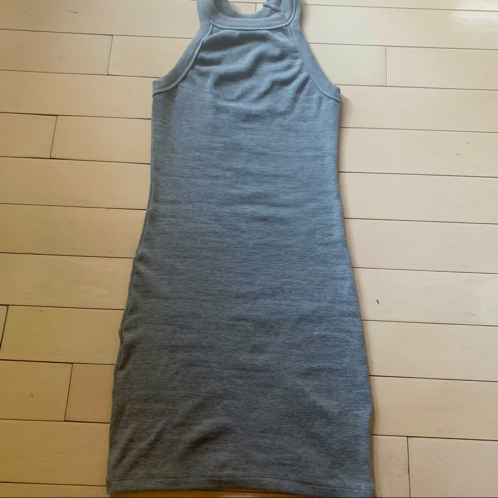 Race back halter ribbed mini dress